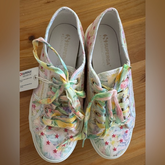 NWT SUPERGA x LoveShackFancy Pastel Canvas Sneakers Size 8 - Picture 4 of 10